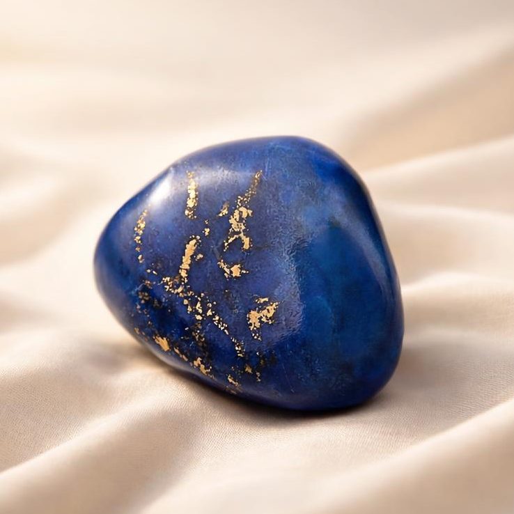 Grüner Fluorit-Facettenstein auf hellem Stoffhintergrund – Symbolbild für Sternzeichen Waage.